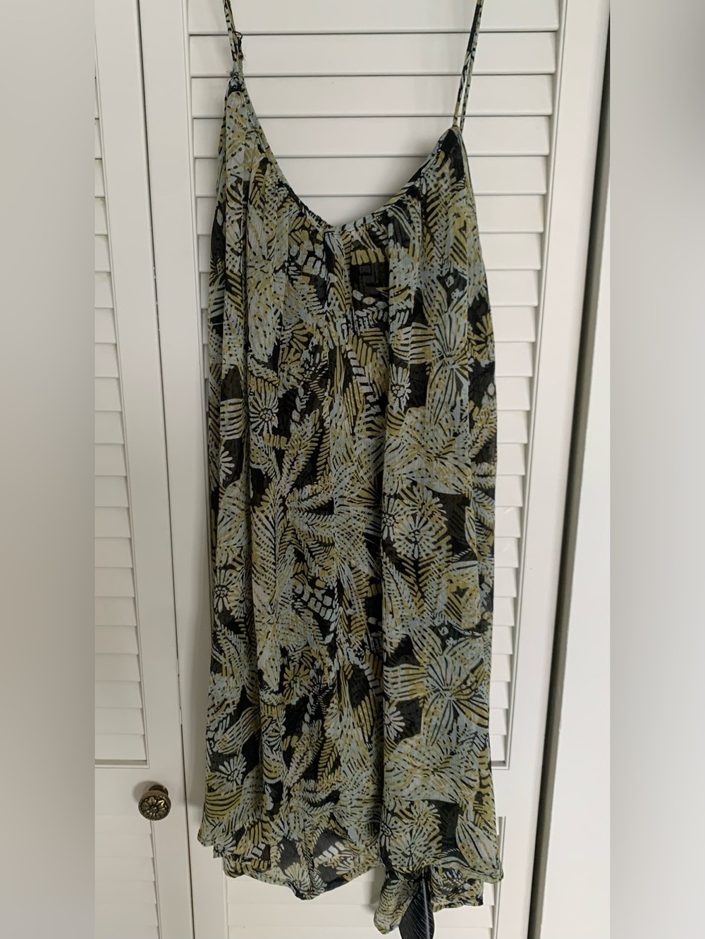 Volcom Black Botanical Print Maxi Dress with Sage Accents